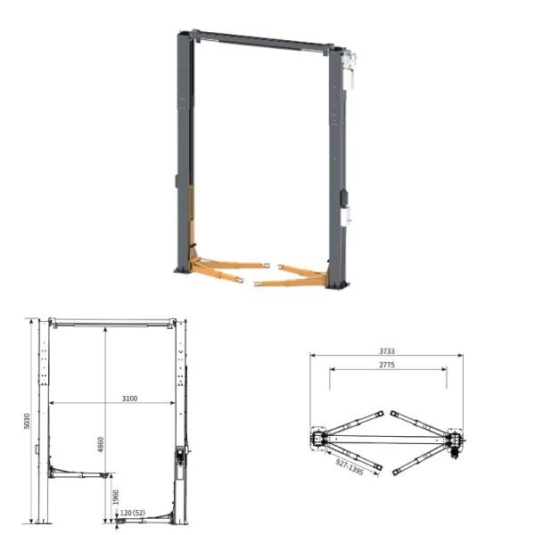 6800kg Two-Post Lift: 1960mm Height, 2-Stage Column+24V for Heavy Truck/Loader Repair