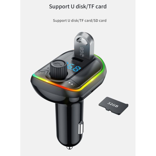 Набор вспомогательное 87.5-108MHz автомобиля Bluetooth 5,0 mp3 плеера автомобиля PD 18W ABS