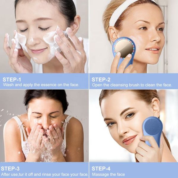IPX5 Waterproof USB Charging Silicone Electric Facial Cleansing Brush for Face Cleanse