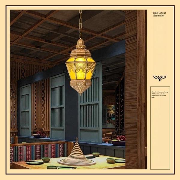 LED Decorative Vintage Copper Chandelier For Restaurant E27 Bulb Base