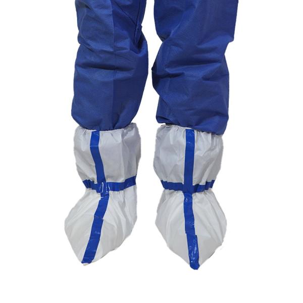 Tampa descartável da bota do à prova de água Microporous com a fita adesiva azul
