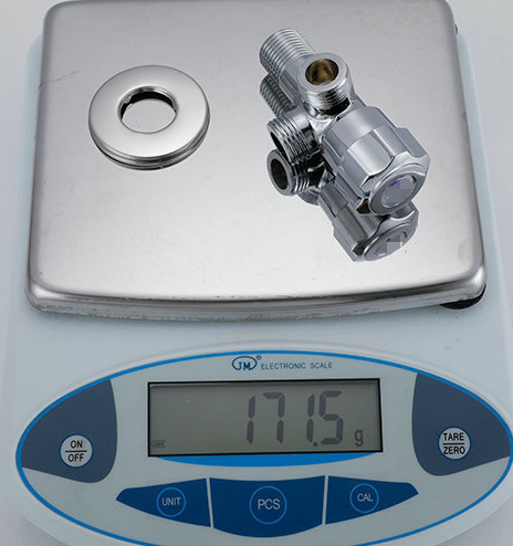 Válvula de ângulo de banheiro de cromo Válvula de parada de ângulo de três vias para cozinha e banheiro