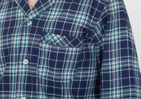 Comfortable Soft Mens Luxury Sleepwear Cotton Reverse Collar Long Sleeve Shirt