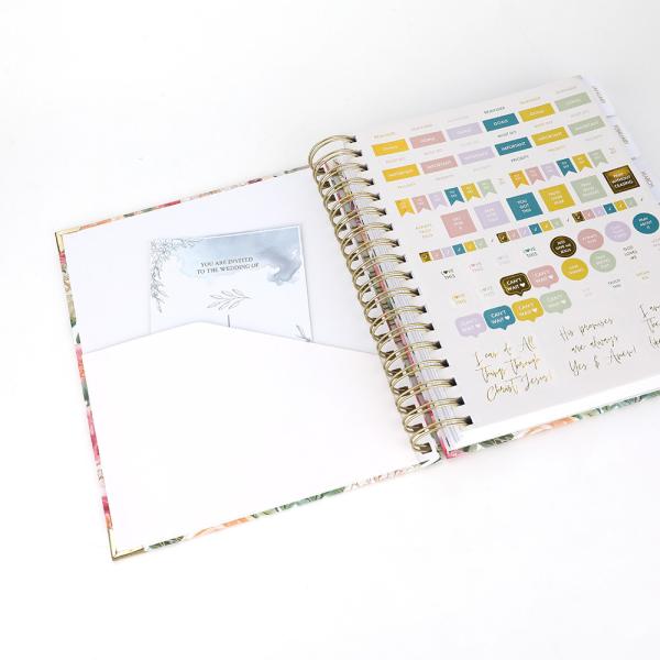 Flora Rose Gold Foil Planners Spiral Daily Planner Weekly Monthly A5 Notebook Budget Agenda Undated