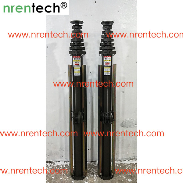 12m crank manual telescopic mast, crank antenna mast, telescpic mast, manual mast, aluminum telescopic mast