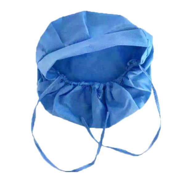 Hubei Haixin Wholesale of SMS Non-woven Head Cover Caps Surgical Streamer Tie Hats Doctor Hats Elastic Band Surgical PP Mov Cap