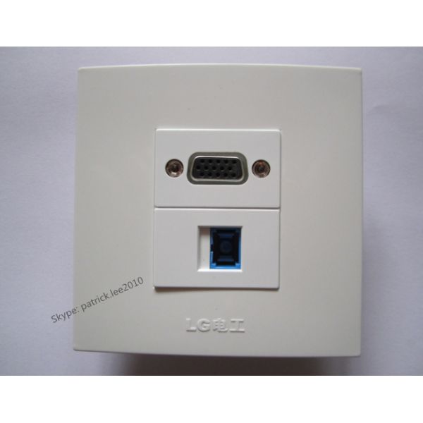 Good Price Wall Outlet 86x86mm SC Optical Fiber + VGA PC Directly Plug For Laptop Home