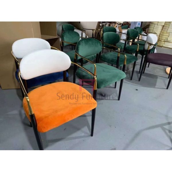 Stainless Steel Combine Metal Structure, Velvet / Leather Upholstered Arm Chair For Hotel