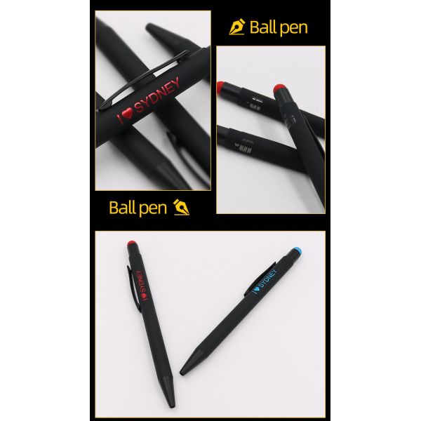 En gros Logo personnalisé stylo à écran tactile en métal stylo à bille en caoutchouc doux
