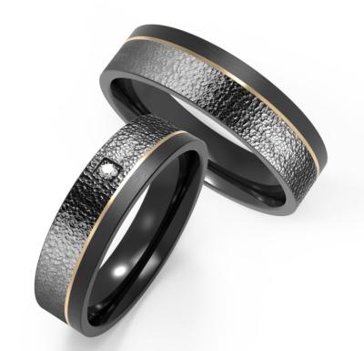 Le motif de l'écorce haut de gamme avec l'acier inoxydable mat IP or ensemble anneau de couple de zircon
