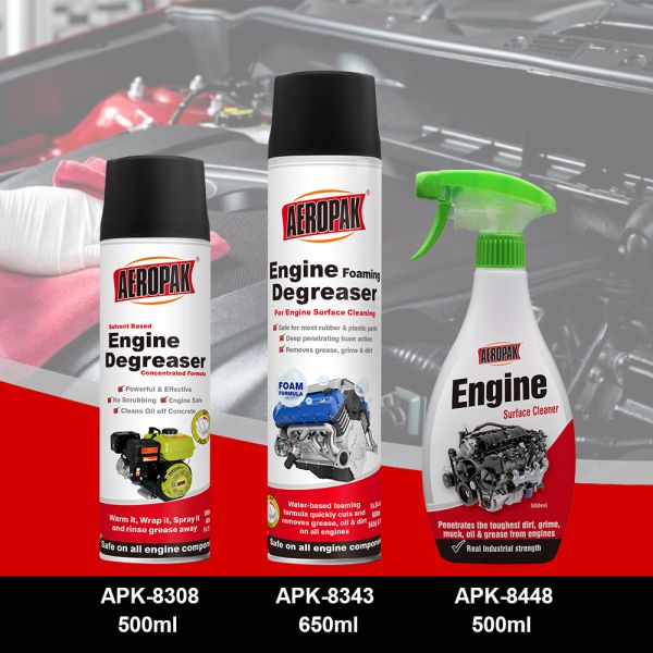 Aeropak 650ml Aerosol Foaming Engine Cleaner Spray Quick Removal Heavy Oil Stains Old Engine Unscented 3-Year Expiration