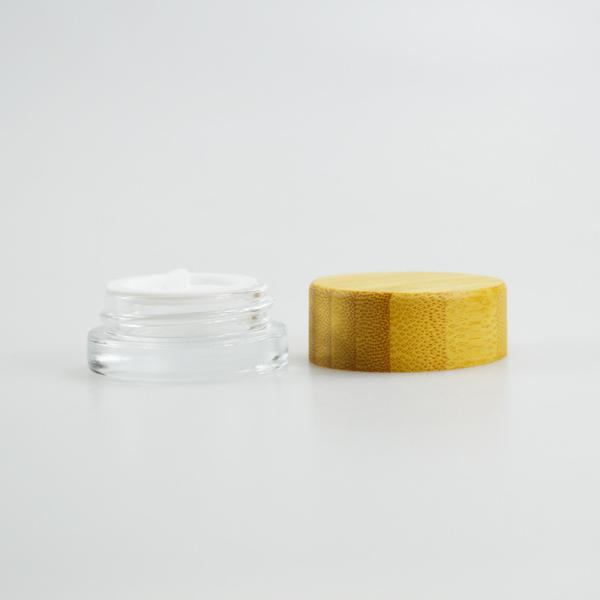 5g Frosted Clear Glass Jar com tampa de madeira de bambu Mantenha seu creme facial cosmético fresco
