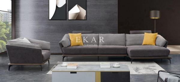 Fabric Living Room Furniture Chaise Longue L Shape Corner Sofa Set