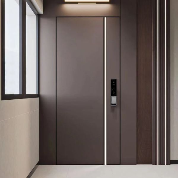 Modern Steel Automatic Security Door Finished Surface Home Front Entry Door