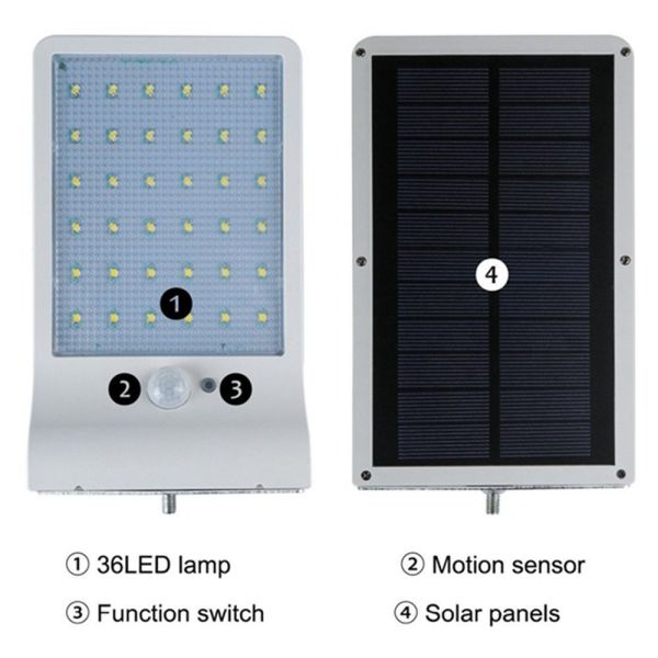 Motion Sensor Exterior Solar LED Lights Waterproof Solar Garden Wall Lights