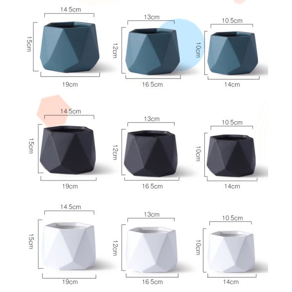 SGS  15cm 6 Inch Geometric Glazed Orchid Ceramic Flower Planters