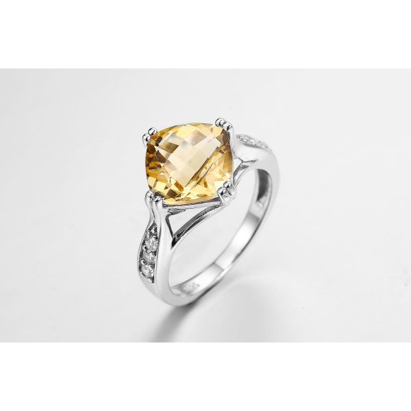 925 Серебряный натуральный цитрин ААА Степень CZ Модные кольца Легкое 2,5 г