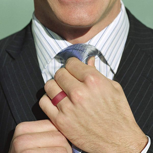 Anniversary Men's Silicone Rings 8mm Wide 2.5mm Thick Rubber Bands Rectangular Pattern Breathable