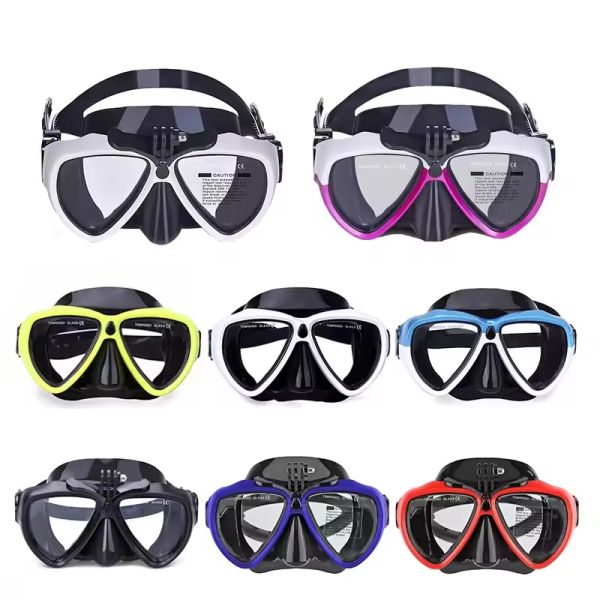 Custom Logo Photography Anti Fog Adult Tempered Scuba Diving Mask With Camera Stand