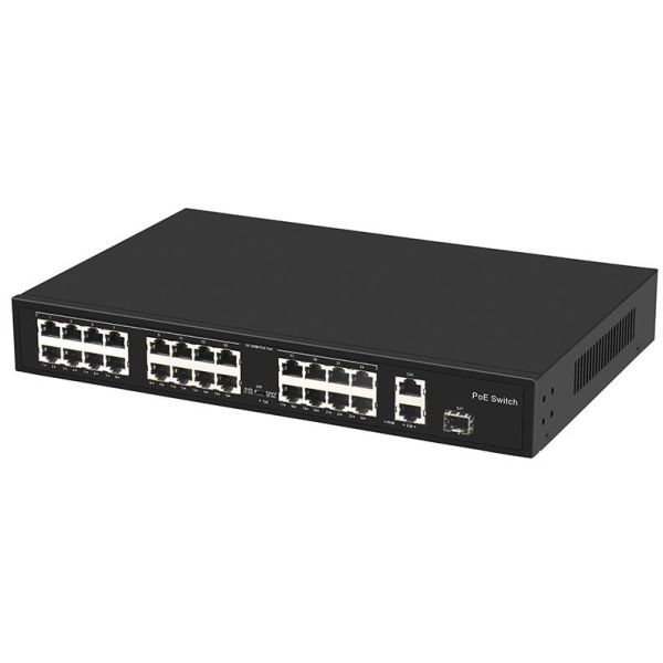 24 порт 10/100M POE переключатель Гигабит волоконно-оптический Uplink AC Rack Неуправляемый бюджет 300W