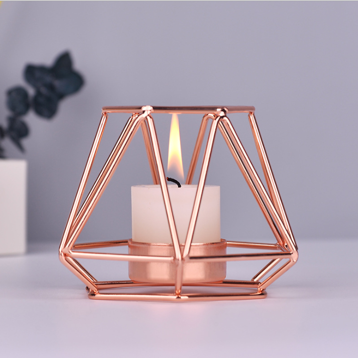 Simple Iron geometric Candle Holder Wedding Home Gem Candle stand Craft