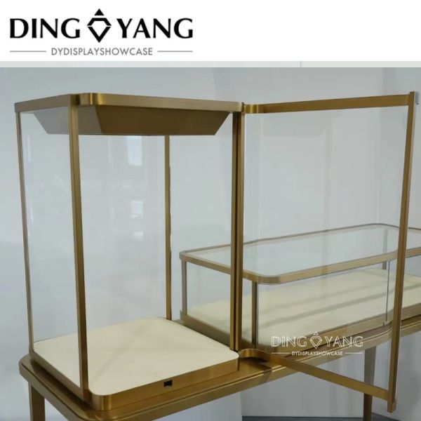 Custom Made Metal Glass Elegant Modern Jewelry Showcase No Installation And Can Be Used Directly