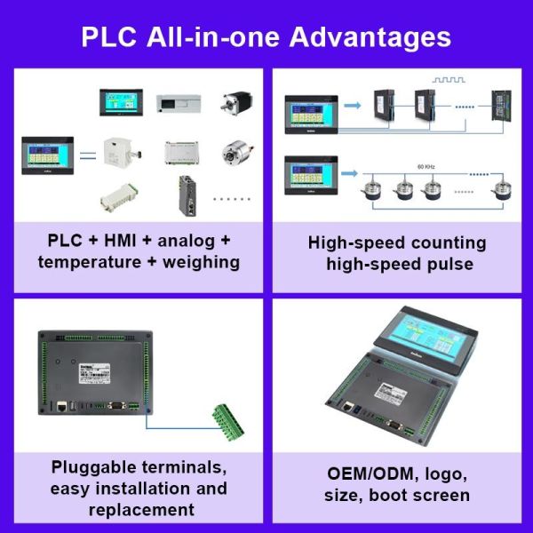Coolmay 4.3 Inch HMI PLC All-in-One with 12DI/12DO and Ethernet Port for Industrial Automation