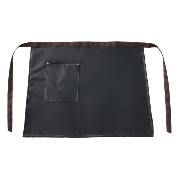 Custom Logo Printed Waxed PU Leather Half Apron for Baristas Waitresses and Bartenders