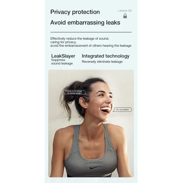 ROHS Lenovo X4 Bone Conduction Earbuds Earphones With Microphone