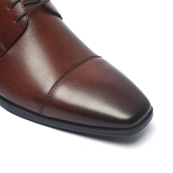 Oxford Type Durable Slip On Dark Brown Leather Dress Shoes