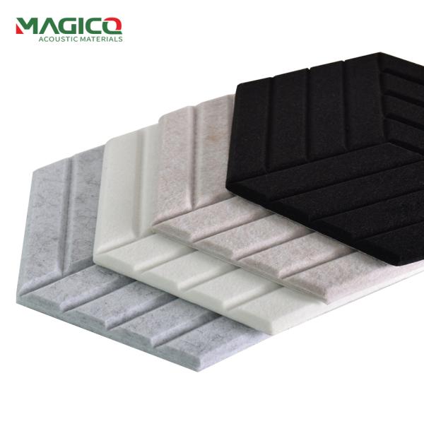 Améliorez les solutions acoustiques grâce aux panneaux acoustiques en fibre de polyester, panneaux muraux acoustiques en fibre PET avec des designs muraux 3D élégants pour le contrôle du bruit