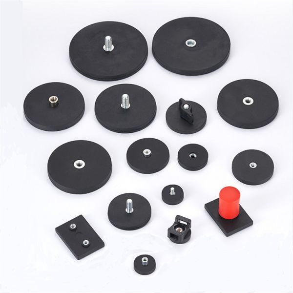 High Temperature Rubber Coated Round Neodymium Magnet with Punching Processing Service
