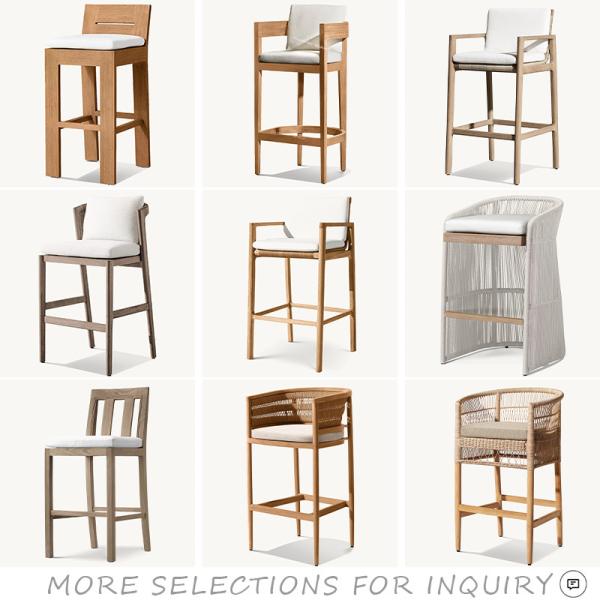 Modern Patio Garden Bar Chair Durable and Strong Teak Wood Furniture for Courtyard