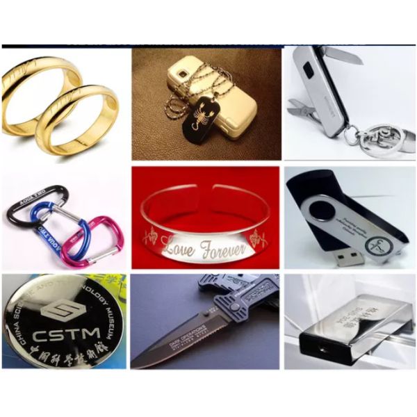 Portable Fiber Laser Marking Machine With Rotary For Bearing Pigeon Ring Jewelry Engraving