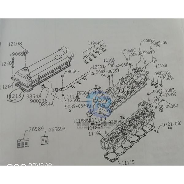 Машинные части набивкой головки цилиндра Sk330-8 Vh1111552870a J08e Sk350lc-8 Kobelco