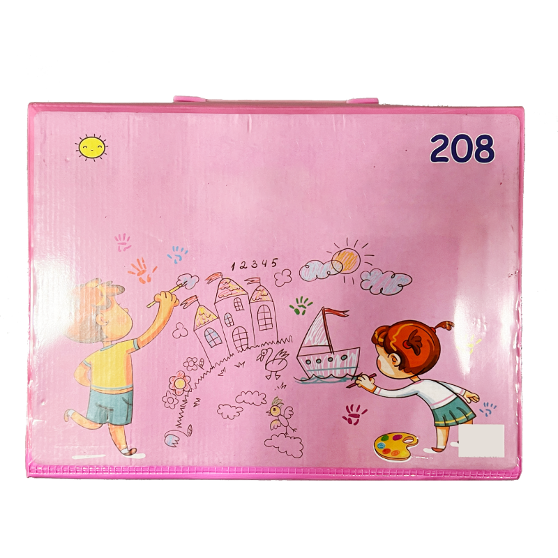 Factory Price 208PCS Non-Toxic Kids Plastic Case Easel Kids Drawing Art Set