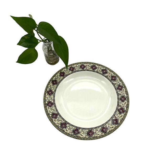 Durable Melamine Round Plate Tasteless Ripple Dinnerware Salad Plate