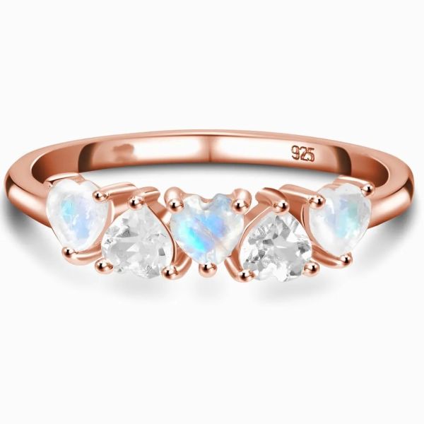 Ультрамодное кольцо для лакомства драгоценных камней формы сердца кольца Moonstone женщин 925 стерлингового серебряного соответствуя штабелирующ кольцо