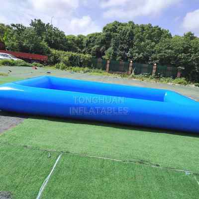 Blue and White Inflatable Covered Pool with Arched Sunshade Canopy Reinforced Airtight Frame and Custom Size for Outdoor Events