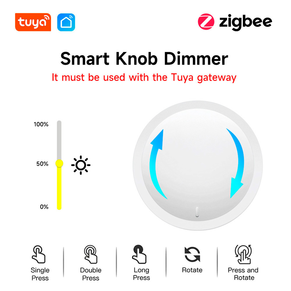 Tuya Zigbee Smart Knob Dimmer Switch, Wireless Scene Controller & Remote Dimmer