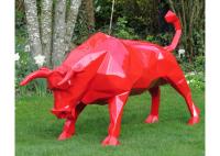 Red Bull Animal Outdoor Fiberglass Sculpture Life Size 3D Design For Decor