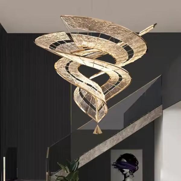 Modern Hotel Project Banquet Hall Restaurant Gold Chandeliers Luxury Extra Large High Ceiling Chandelier