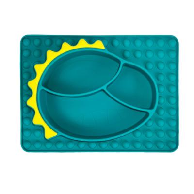 Produto comestível de alimentação do bebê da bacia da placa da sução do dinossauro do silicone das crianças
