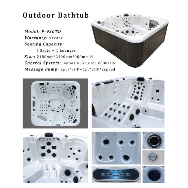 1 tina al aire libre portátil del balneario de la cascada de Mutil-Funtion Whirlpool de la bañera del salón con 5 tinas calientes de los asientos
