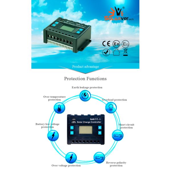 Прочный регулятор обязанности 40A PWM солнечный с решетки с дисплеем LCD