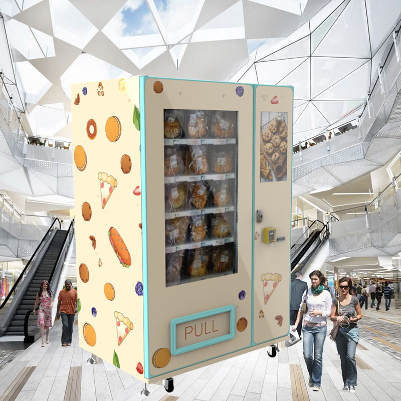 Cosmetics 24 Hours Self Service Bread Dessert Vending Machines Cupcake Vending Machine with Refrigerated Function and Elevator