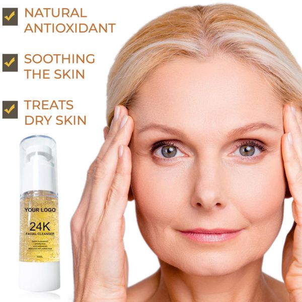 OEM ODM brand customized 24k gold facial cleanser vegan oil control skin refreshing Korean version daily neutral facial cleanser facial cleanser