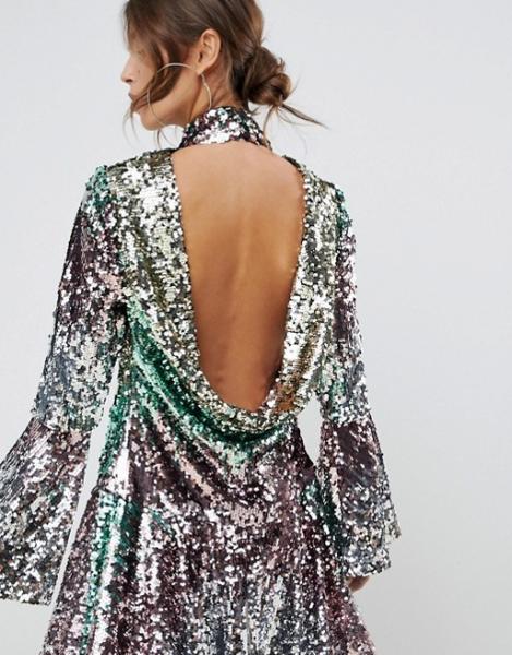 factory manufacturer custom make rainbow mini sequin dress