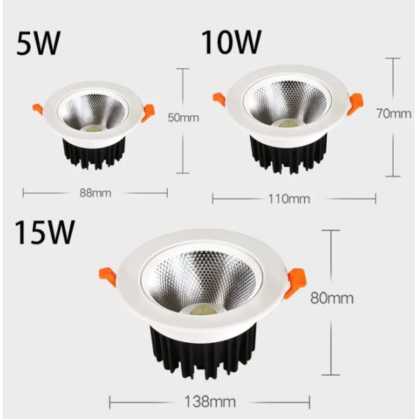 220V Aluminum Spot Light Warm White Recessed Ceiling Downlight