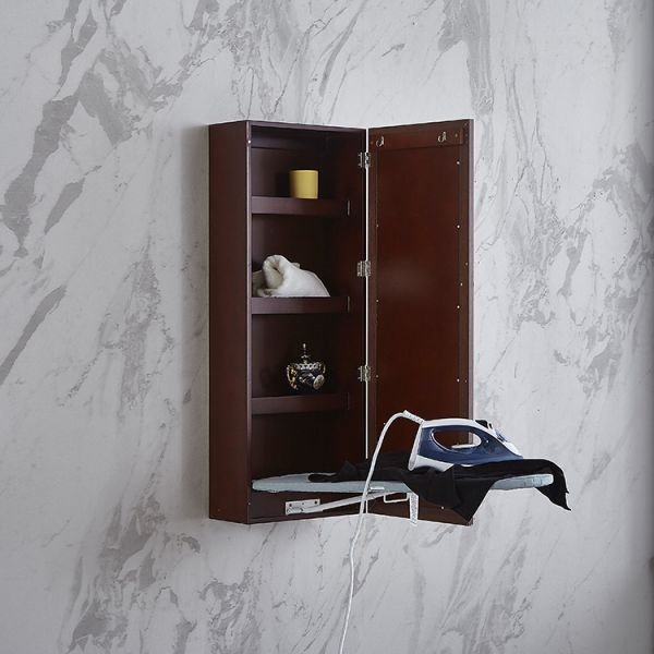 NC Painted 3mm Mirror Brown Wooden Built In Wall Ironing Board